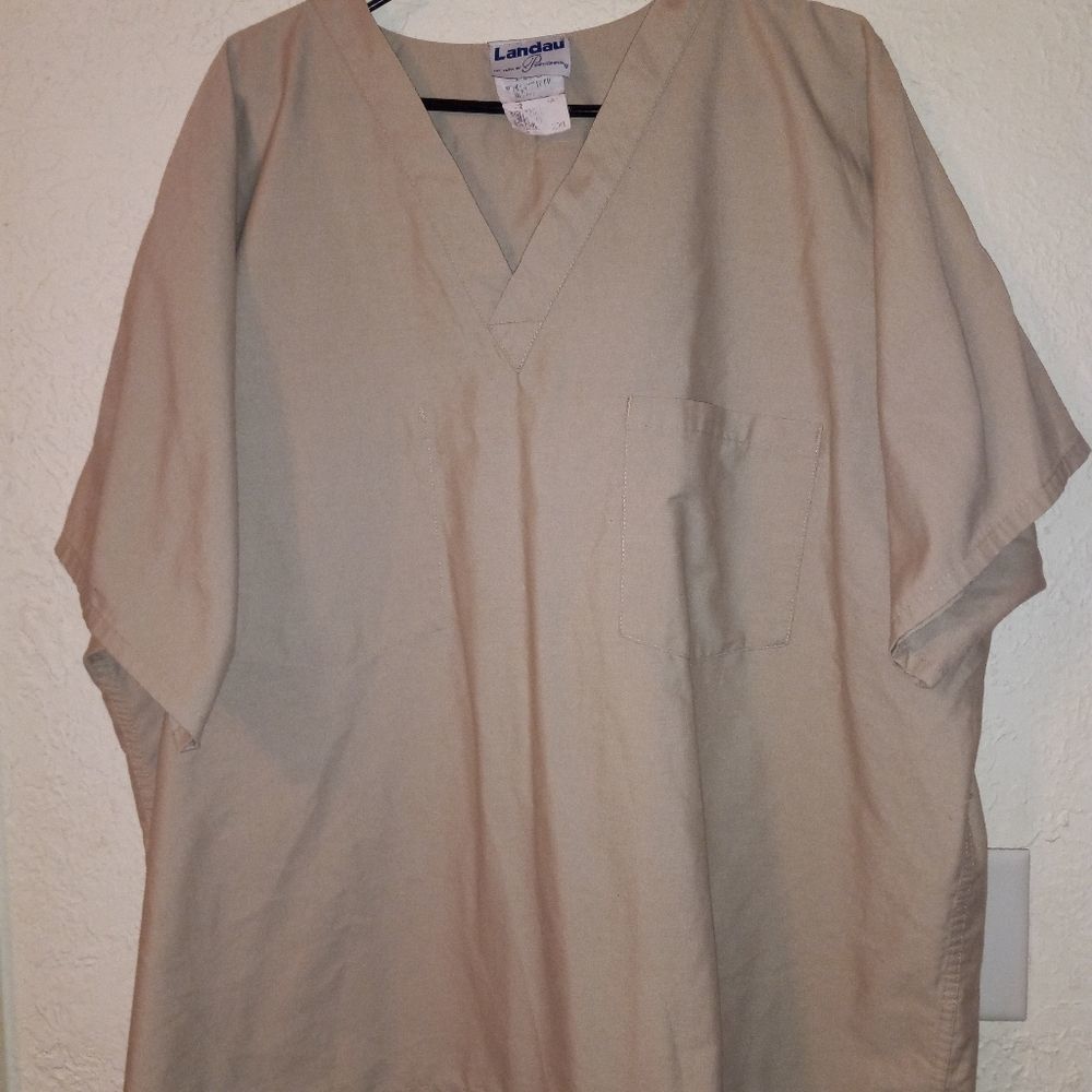 Landau Beige Plus Size Scrubs Top